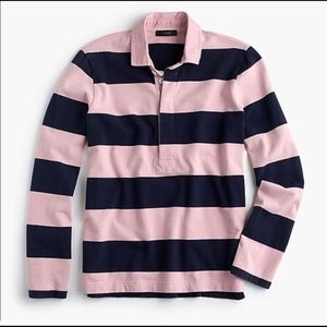 J. Crew 1984 rugby shirt in stripe, navy and pink